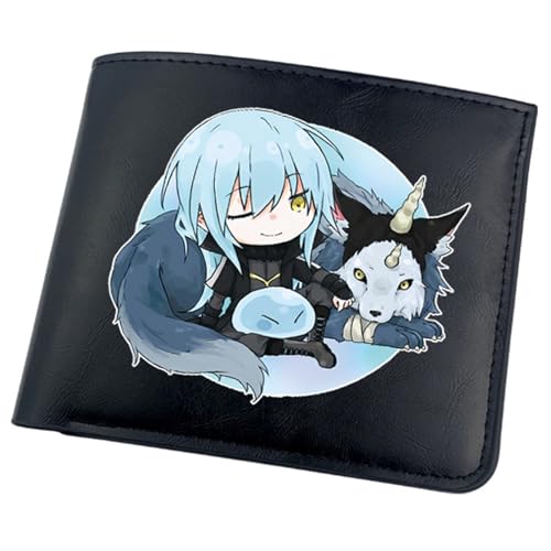 RYNDEX That Time I Got Rein-carn-ated As a Slime Anime-Geldbörsen, Bifold Kleiner Geldbeutel, PU-Leder Geldbörse Brieftasche Wallet(Color:Black 3)