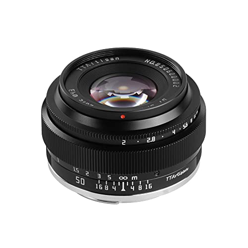 TTArtisan 50 mm F2 Metallgehäuse, kompatibel mit EOS-M Mount (Vollrahmen) – Schwarz