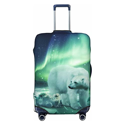 Miniks Northern Lights Bear Reisegepäckabdeckung, robuster Koffer-Schutz, passend für 45,7 - 81,3 cm große Gepäckstücke, Schwarz, Large