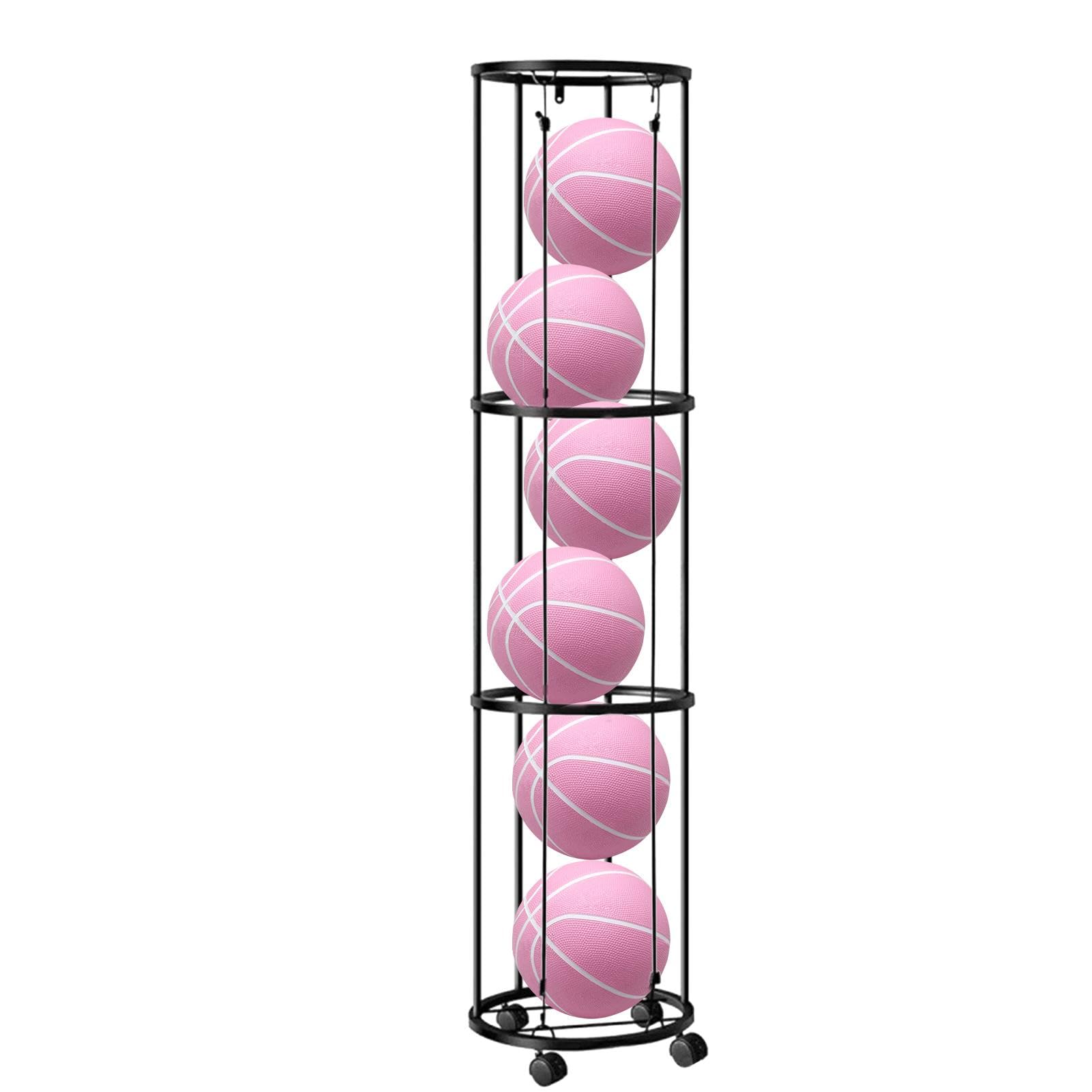 Vertical Ball Racks - Basketball Organizer Rack, Ball Display Rack | Bedroom Basketball Storage Solution with Three-Layer Metal Frame, Gymnasium Multi-Ball Storage Rack for Rooms Gym Gymnasium