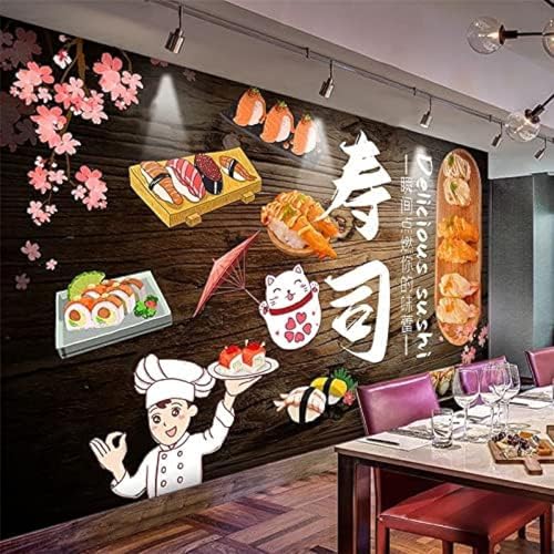 XLMING Holzteller Sushi Arbeitsplatz Restaurant Snack Bar 3D Tapete Wohnzimmer Sofa Schlafzimmer Esszimmer Home Dekoration Wand-430cm×300cm