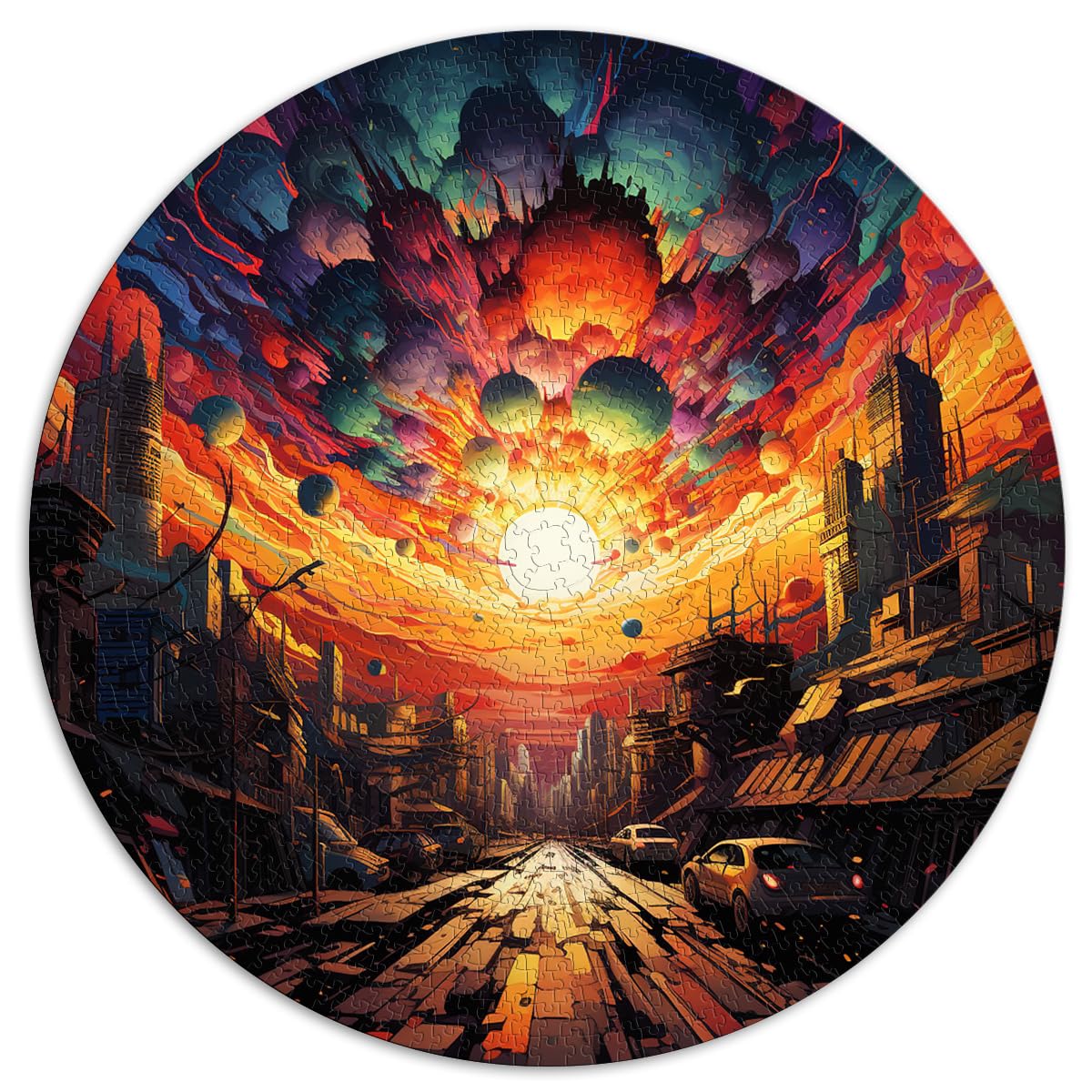 Puzzle „Urban Sunset“ für Erwachsene, 1000 Teile, Puzzle-Geschenke, 26,5 x 26,5 Zoll, Spielspielzeug, ganze Familie