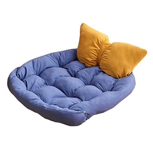 GNBOW Hundebett mit Schleife, Hundecouch, gemütliches süßes Hundesofa, Zwinger-Hundematte, lebendiges Hundebett, multifunktionales 2-in-1-Hundebett (Color : Blau, S : 50 * 40cm)