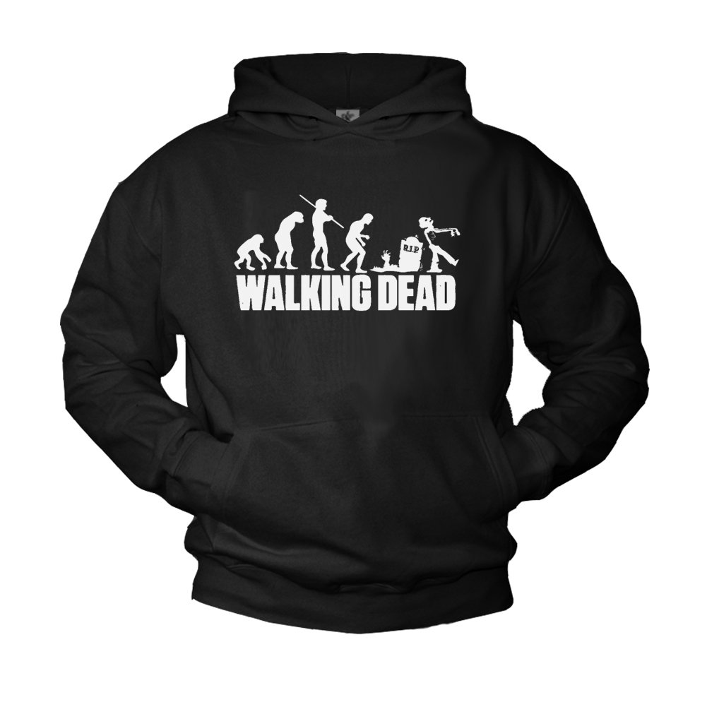 MAKAYA Walking Dead Pullover mit Kapuze Zombie Evolution schwarz Größe S