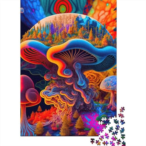 Psychedelische Holzpuzzles, Puzzles für Erwachsene und Teenager, 500 Teile, Puzzles für Erwachsene, lustige Familienpuzzles für Erwachsene, 52 x 38 cm