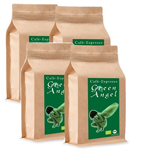 C&T Bio Espresso / Cafe Kaffeebohnen "Green Angel" 100 % Arabica (Gemahlen , 4 x 1000 g)- Gastropack Sparpack