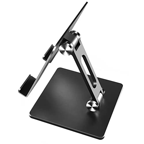 Takluu Schreibtisch-Tablet-Halter, Tablet-Ständer für Schreibtisch | Faltbarer, Stabiler Tablet-Riser-Dock-Halter, in Mehreren Winkeln verstellbar,Aluminium-Tablet-Zubehör Tablet-Halterungen für