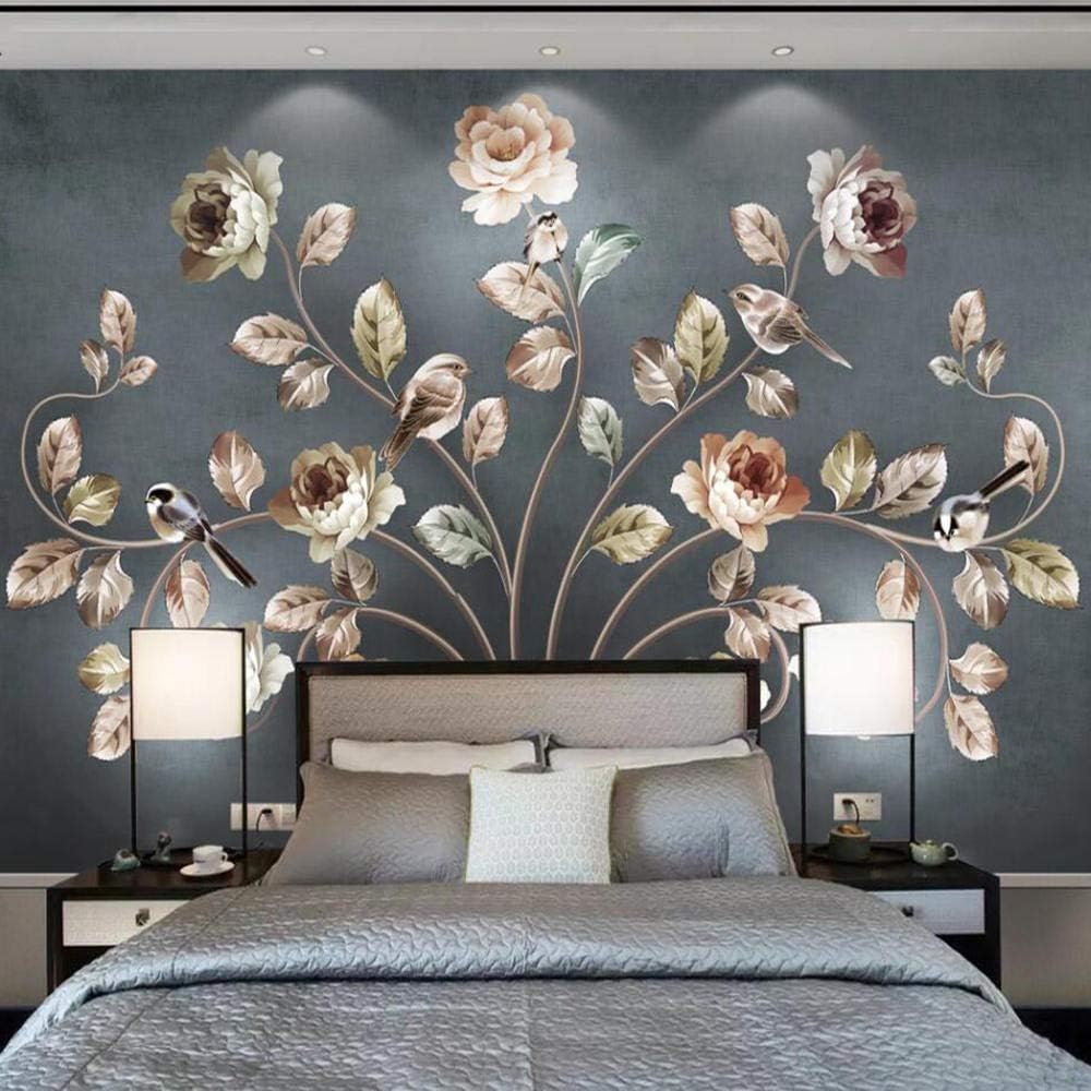 Retro Vögel Und Blumen 3D Tapete Poster Restaurant Schlafzimmer Wohnzimmer Sofa TV Dekorative Wand-350cm×256cm