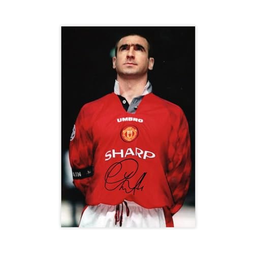 Photographie Signée Leinwandposter, Motiv: Eric Cantona Manchester United En Édition Limitée + Autogrammzertifikat, Wandkunst, Dekordruck, Gemälde für Wohnzimmer, Schlafzimmer, Dekoration, 60 x 90 cm