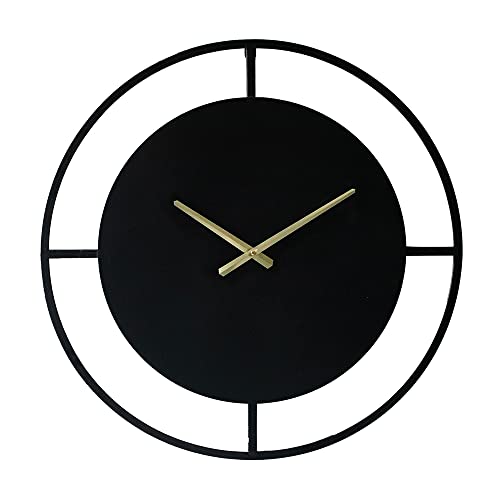 LW Collection Wanduhr Danial schwarz gold 60cm - Wanduhr Modern - Leises Uhrwerk - Industrielle Wanduhr - Große Wanduhr - Nicht tickend - geräuschlos – batteriebetrieben - industrial design