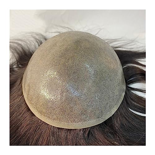 Perücke Männer Männliche Haarprothese, unsichtbarer Knoten, 0,12–0,14 mm, PU-Basis, Herren-Toupet, 110% Dichte, Echthaar, Haripieces, Herren-Haarersatzsystem, Einheit, 4 Toupet für Herren(Straight,6