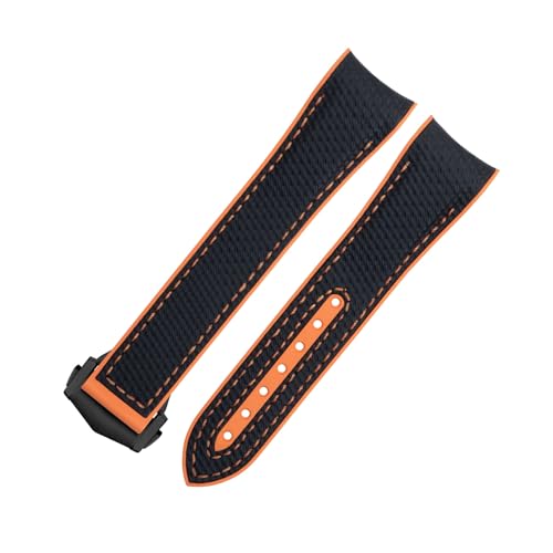 IOTUP Uhrenarmband für Omega Seamaster 600, weiches FKM, Fluorkautschuk, Nylon-Textur, Vollgummi-Uhrenarmband, Faltschließe für 43,5 mm Zifferblatt, 21 mm, 22 mm, Achat