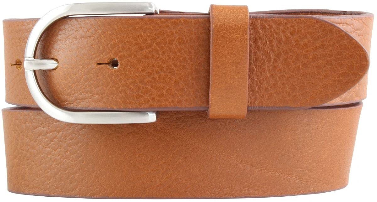 BELTINGER Damen-Gürtel aus Vollrindleder 4 cm | Jeans-Gürtel für Damen 40mm | Vollleder-Gürtel mit runder Gürtelschließe | Tabac 110cm