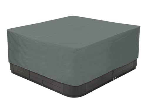 BaCover Outdoor Whirlpool Abdeckung, 210D Oxford-Gewebe Wasserdicht Spa Abdeckung Quadratische Poolabdeckung Mehrere Größen zur Auswahl,Grau,220x220x90cm