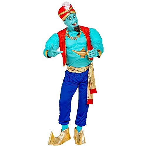 Widmann - Kostüm magischer Genie, Muskelhemd, Weste, Hose, Schärpe, Schuhüberzieher, Turban, Mottoparty, Karneval