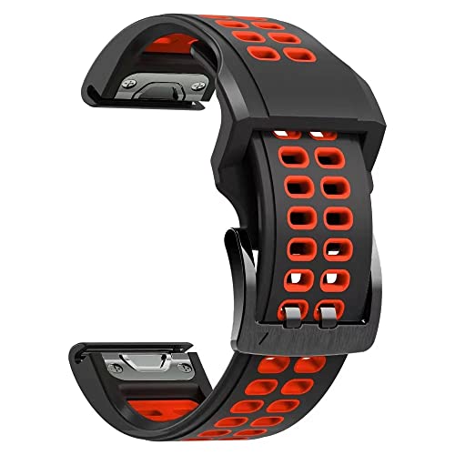 OPKDE Uhrenarmband für Garmin Fenix 7X, 7, 6, 6X, 5, 5X, 3HR, Epix, MarQ, Approash S62, TACTIX Delta, Silikon, einfach anzubringen, 22 mm / 26 mm, 26 mm, Achat