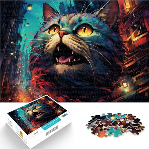 Puzzle Seltsamer Riesenkatzen-Puzzle, 1000 Teile, Puzzle für Erwachsene, Holzpuzzle, Spielzeug, Puzzle, Lernspiele, Stressabbau-Puzzle, 1000 Teile (50 x 75 cm)