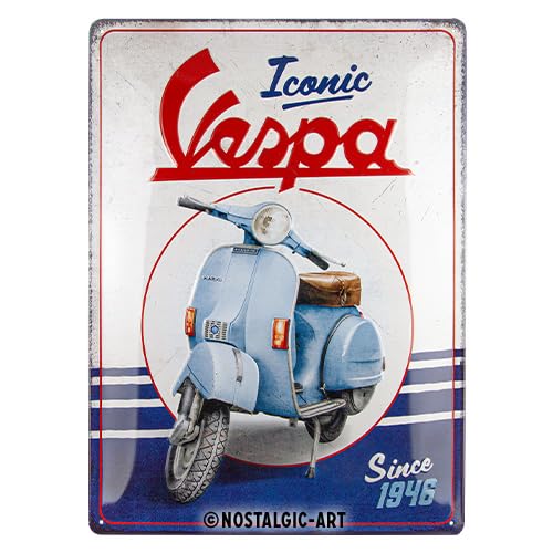 Nostalgic-Art Retro Blechschild, 30 x 40 cm, Vespa – Iconic since 1946 – Geschenk-Idee für Roller-Fans, aus Metall, Vintage Design