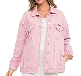 Cipo & Baxx Damen Jeansjacke Oversize Lang Denim Frezeitjacke WJ211 Pink L