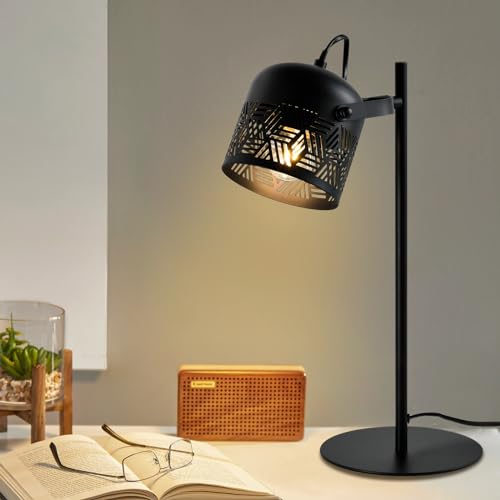 LQWELL® LED Tischlampe, Retro Palaststil Tischleuchte, E27 Nachttischlampe, Metall Schreibtischlampe Esstischlampe für Schlafzimmer Esszimmer Bibliothek Museum Studio Büro Bar Geschäft Dekor