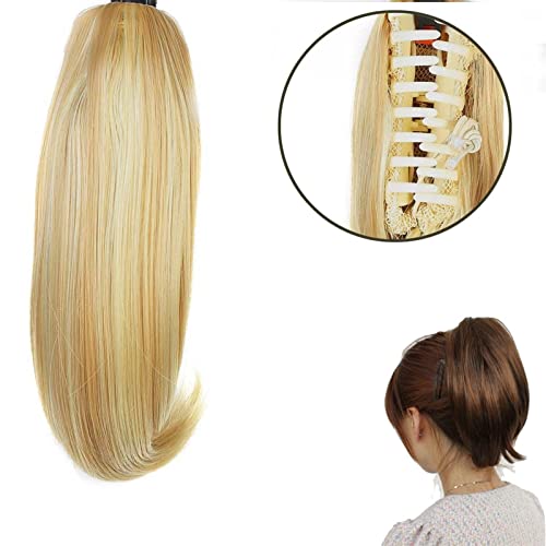 Pferdeschwanz Haarteil Synthetische Frauen Klaue auf Pferdeschwanz Clip in Haarverlängerungen Glattes Pferdeschwanz Haarteil Schwarz Braun Blonde Frisuren Haare Pferdeschwanz Haarverlängerung(Color:T4