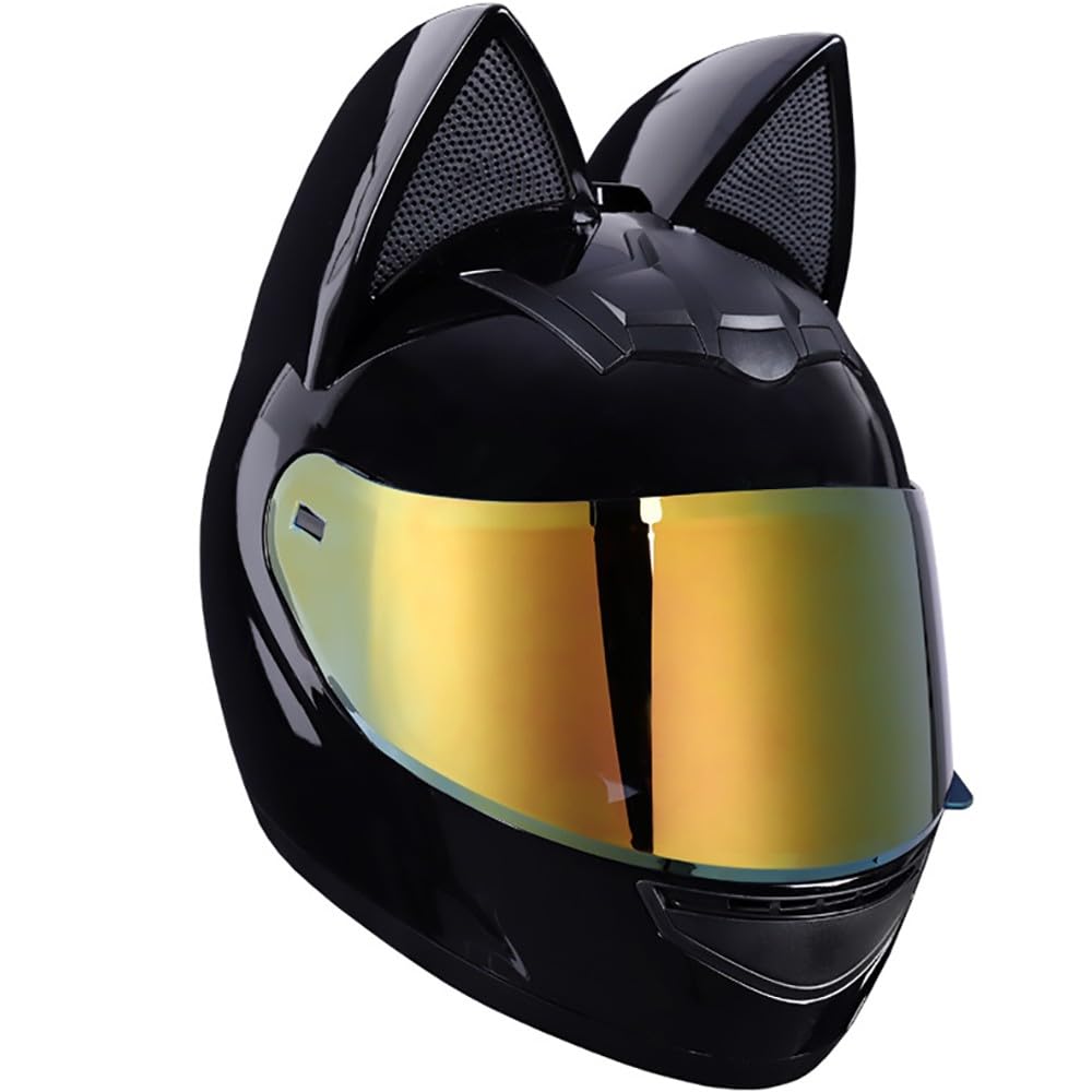 Motorradhelm mit ECE Genehmigt Herren, Fullface Helm mit Schirm Anti Fog Doppelvisier Motorrad Klapphelm Geschlossenen Motorradhelm Katzenohren für Damen Vollvisierhelm leise