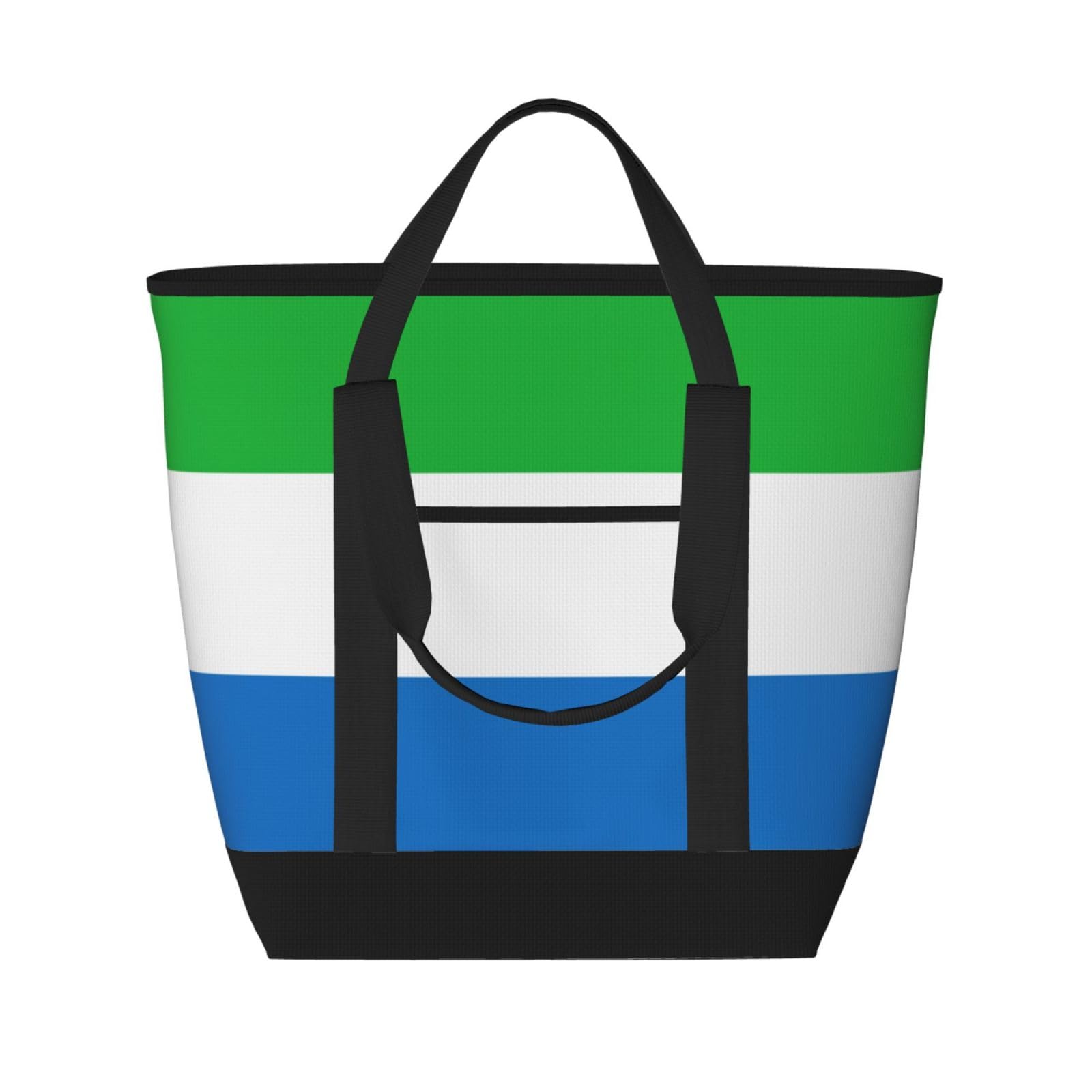 YQxwJL Isolierte Kühltasche mit Sierra Leone-Flaggenaufdruck, großes Fassungsvermögen, Einkaufstasche, Reisetasche, Strand, wiederverwendbare Einkaufstasche für Erwachsene, Schwarz, Einheitsgröße