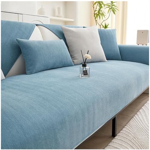 O·Lankeji Sofabezüge 1 2 3 4 Sitzer rutschfest Sofaschoner Couch üBerzug für Sofas aus Holz Leder Stoff Sofas MöBelschutz (Farbe : Blau, Size : 90x160cm)