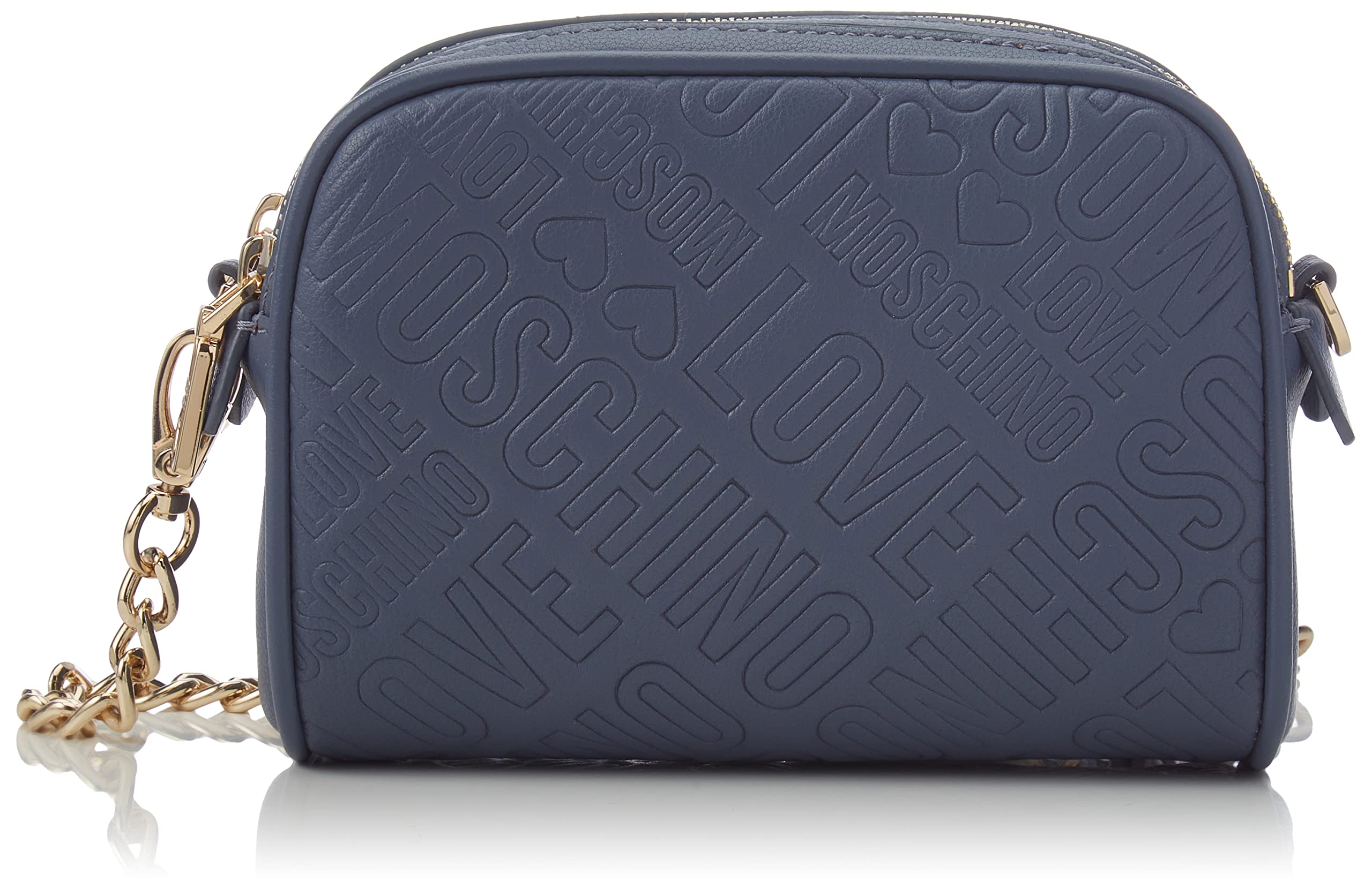 Love Moschino Damen Borsa Pu Embossed (Logo) Denim Umhngetasche, Denimblau