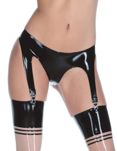 Latex Slips Unterwäsche Strumpfhalter Strumpfhalter,Schwarz,XL