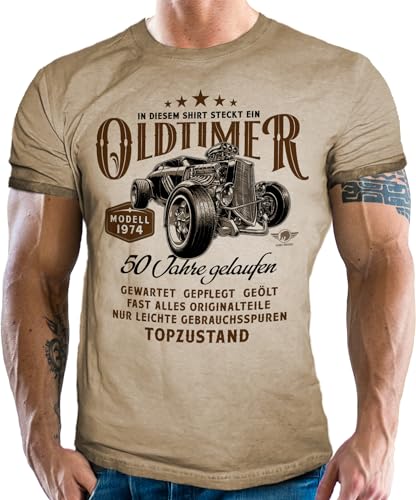 T-Shirt im Washed Vintage Retro Look als Geschenk für Männer zum 50. Geburtstag - Oldtimer Modell 1972 4XL