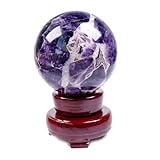 Natürlicher Kristall rau Amethyst-Kristallstein, polierter Globus, Massageball, Reiki-Stein, Heimdekoration, Wahrsagerei, Kugel, Skulptur, Figur, Dingchi (Color : Purple, Size : 60mm)