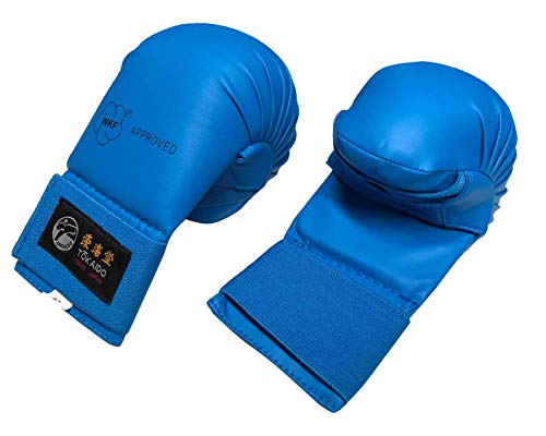 Tokaido Faustschutz WKF rot blau Karate-Faustschützer für Training und Wettkampf (blau, L)