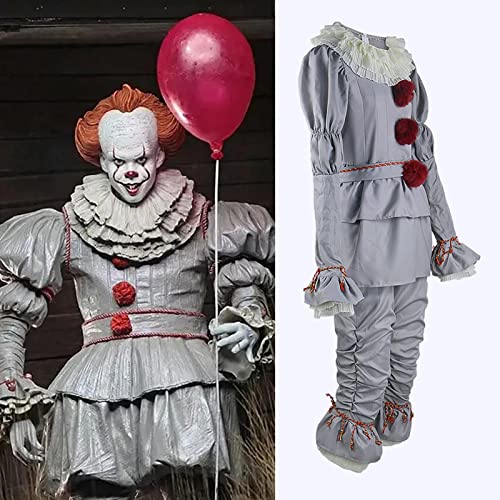 PW TOOLS Halloween Scary Clown Damen Herren Kostüm Set, für Halloween Scary Clown Minion Kostüme Pennywise Suits Dress Up Party, Rollenspiel und Karneval Cosplay, S-3XL Erwachsene Plus Size