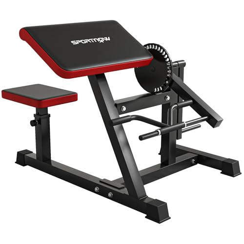 SPORTNOW Bizeps/Trizeps Curl Maschine mit 5-stufigem verstellbarem Sitz Fitnessgerät für Trizeps-Extension, Kunstleder, Schwarz