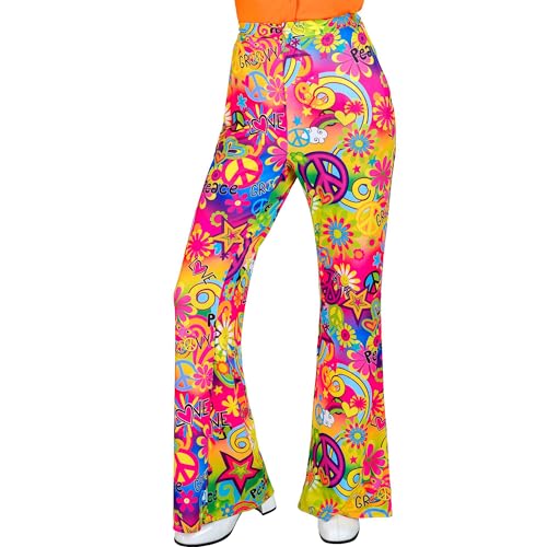 Widmann - 60er Jahre Hose für Damen, Hippie, Reggae, Flower Power, Disco Fever, Schlagermove