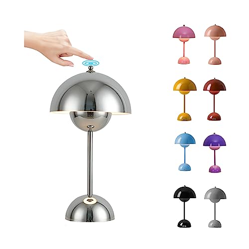 O·Lankeji Touch Dimmbar Flowerpot Tischlampe Kabellos, Led Tischleuchte Akku mit 3 Helligkeitsmodi, Dekorative Nordeuropa Schreibtischlampe Nachttischlampe für Schlafzimmer, Büro, Bars, ​Restaurants