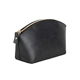 Premium Kosmetiktasche Damen Leder - Luxuriöse Schminktasche Damen Leder mit großem Fach - Elegante und langlebige Make-Up Tasche Leder für Reisen und Täglichen Gebrauch Schwarz