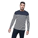 noTrash2003 Herrenpullover Ringelshirt Marine-Stil Breton Shirt Pullover Streifen Shirt Navy/Weiß maritim sportlich S-3XL (L)