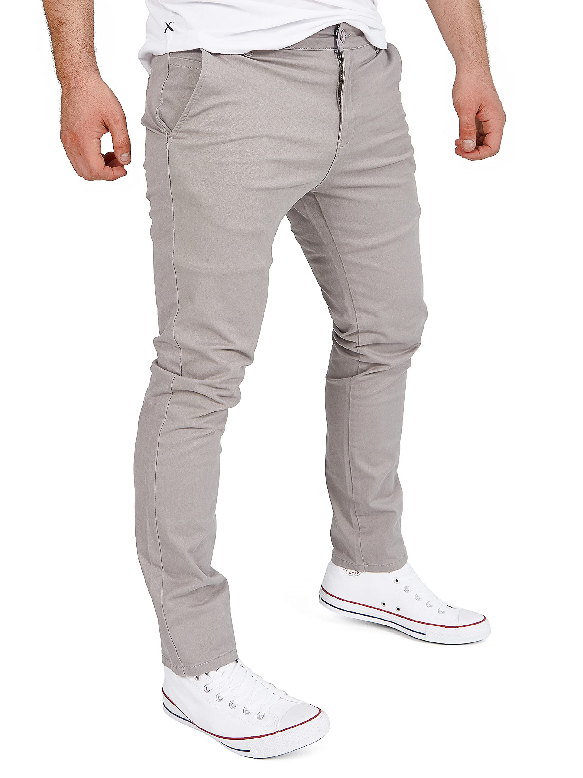 WOTEGA Glenn - Chino Hose Slim Fit - Graue Chinohose Herren - Baumwoll Herrenhosen, Grau (Steeple Gray 171500), W33/L32