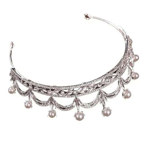 AIHEDOUJ Tiara Krone Haarschmuck Hochzeit Krone Kopfbedeckung Kopfstück Krone Stirnband für Braut Tiaras Königin Diadem Stirnbänder