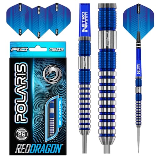 RED DRAGON Polaris: 26 Gram Wolfram Professional Darts Set mit Flights and Nitrotech Shafts (Stems)