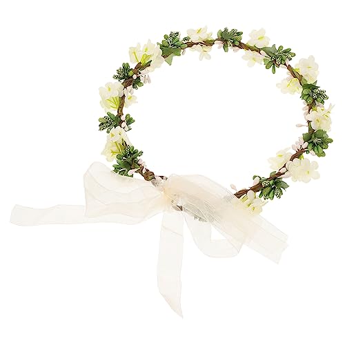 AIHEDOUJ Brautschleier Brautkopfschmuck für Hochzeit Frauenschal Künstliche Blumenblumenkronen für Frauen Blumentiara Künstliche Blume Haarring Haarschmuck Blumenkopf Anleitung