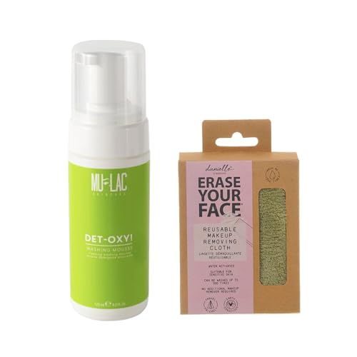 Mulac Cosmetics DET-OXY! Reinigungsmousse Make-up Entferner 125 ml + Green Danielle Creations Make-up Entferner Tuch