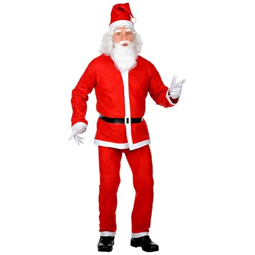 "SANTA CLAUS" (jacket with stuffed belly, pants with boot covers, hat with beard) - (M)