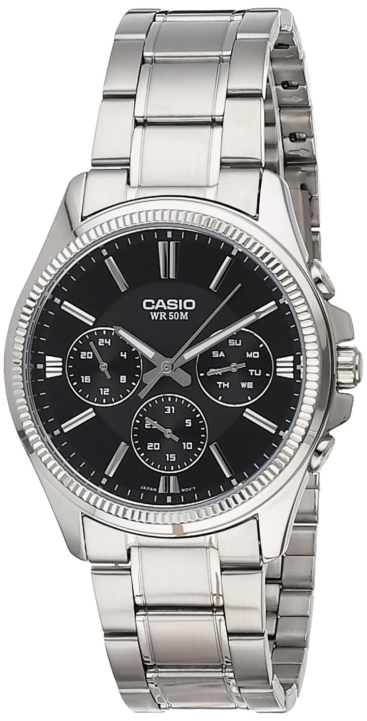 CASIO Herren Analog Quarz Uhr mit Edelstahl Armband MTP-1375D-1