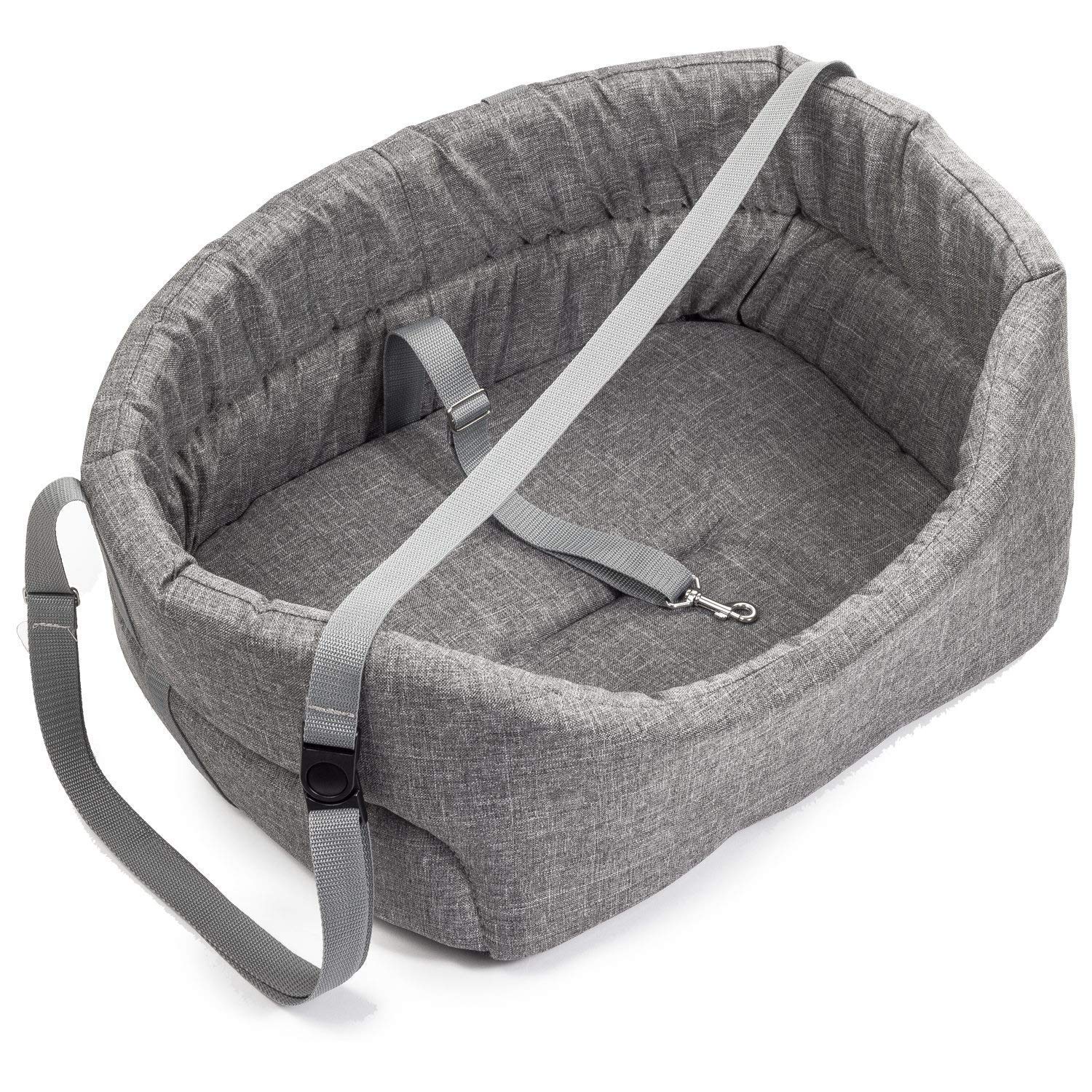 BOUTIQUE ZOO Hunde Autositz Universal Waschbar Abriebfest, Autositz Hund für Vordersitz, Beifahrersitz, Rückbank, Hundebett Hundetasche, S: 39 cm x 32 cm, Grau - Polyester: Leinenimitat