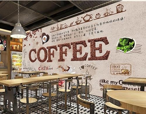 tyujlkjddlf Tapete Wandbild 3D Benutzerdefinierte Kaffee Westliches Restaurant Freizeitbar Milchteeladen Hintergrundwand-300Cmx210Cm