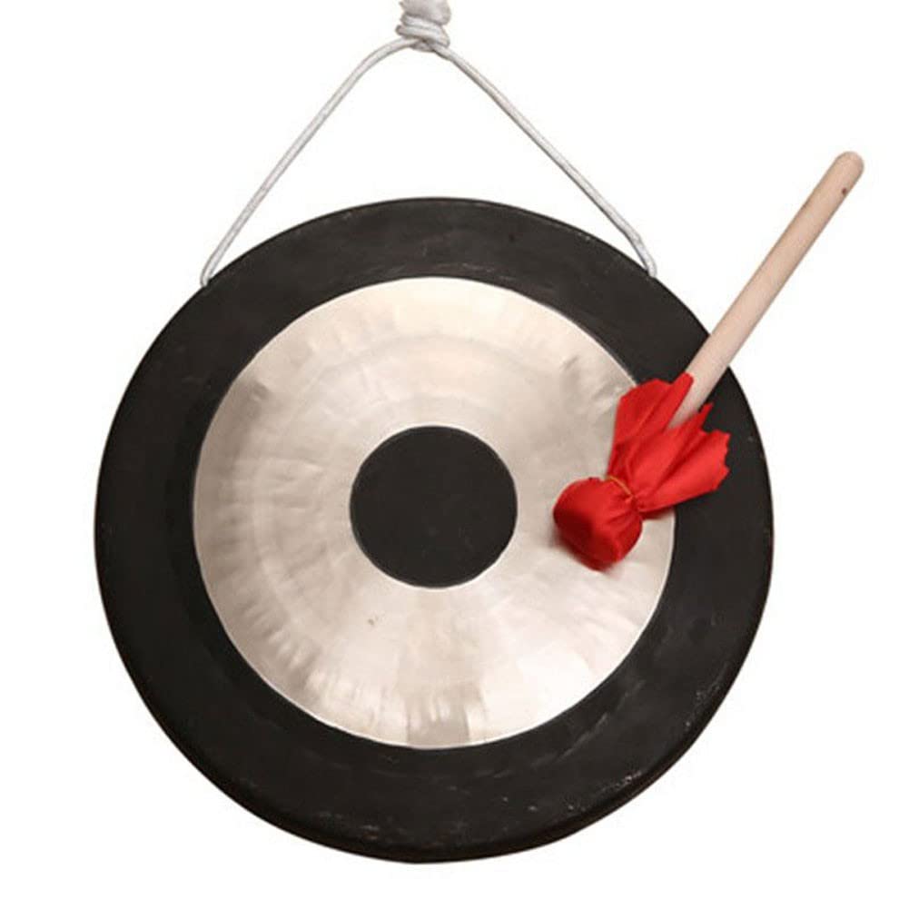 Gong Messing Percussion Instrument, Authentischer Gong Mini Gong Kleiner Gong Tischgong Messing Kupfer reiner handgemachter Handgong,(35cm)