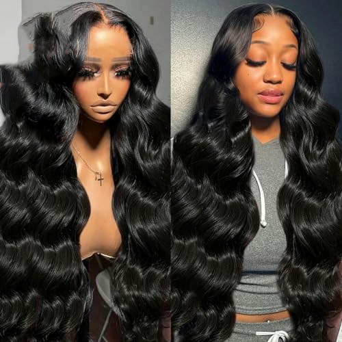 30 40 Zoll 13x6 HD Lace Frontal Perücke Echthaar 360 brasilianische vorgezupfte Spitze für Frauen 13x4 Lace Front Perücken 4x4 5x5-13x6 HD Lace Wig-38inches-200 Dichte